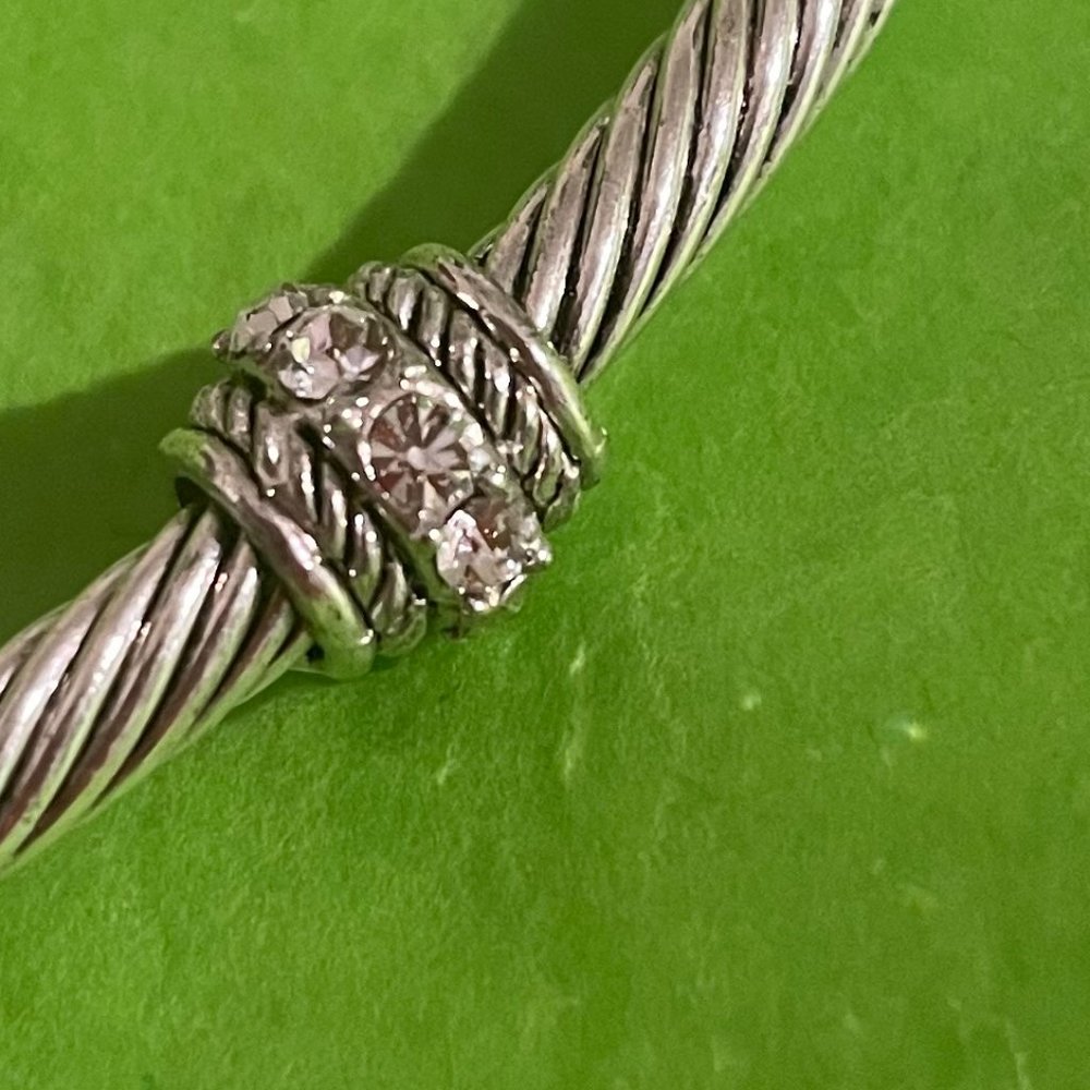 Silver Plate Neck Wire With Simulated Diamond Sta… - image 5